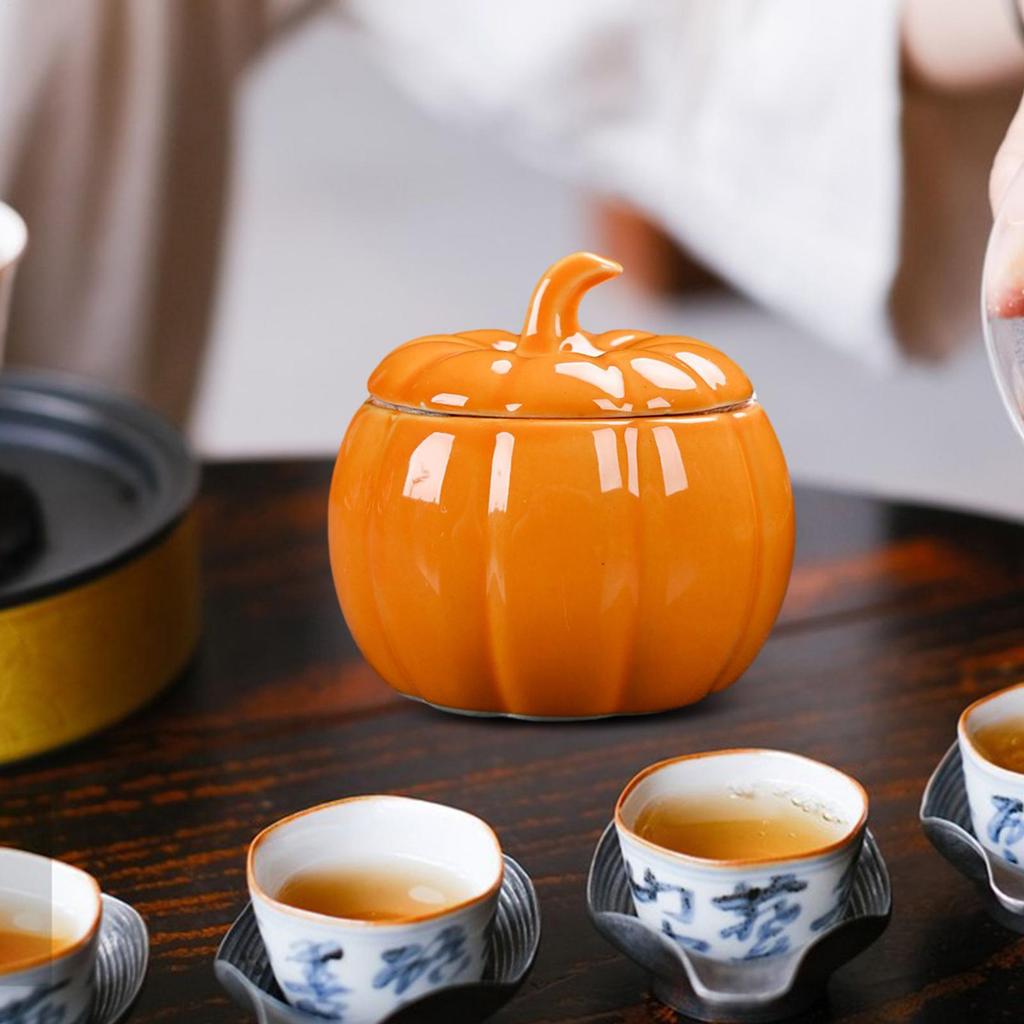 Pumpkin Jar Cookie Jar Pumpkin Ceramic Figurine Thanksgiving Fall Home Decor Harvest Food Canisters for Party Bedroom Living