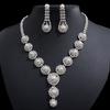 Bridal Accessories, New European and American Round Pearl Light Luxury V-Neck Claw Chain Necklace Earrings Set Wedding Set