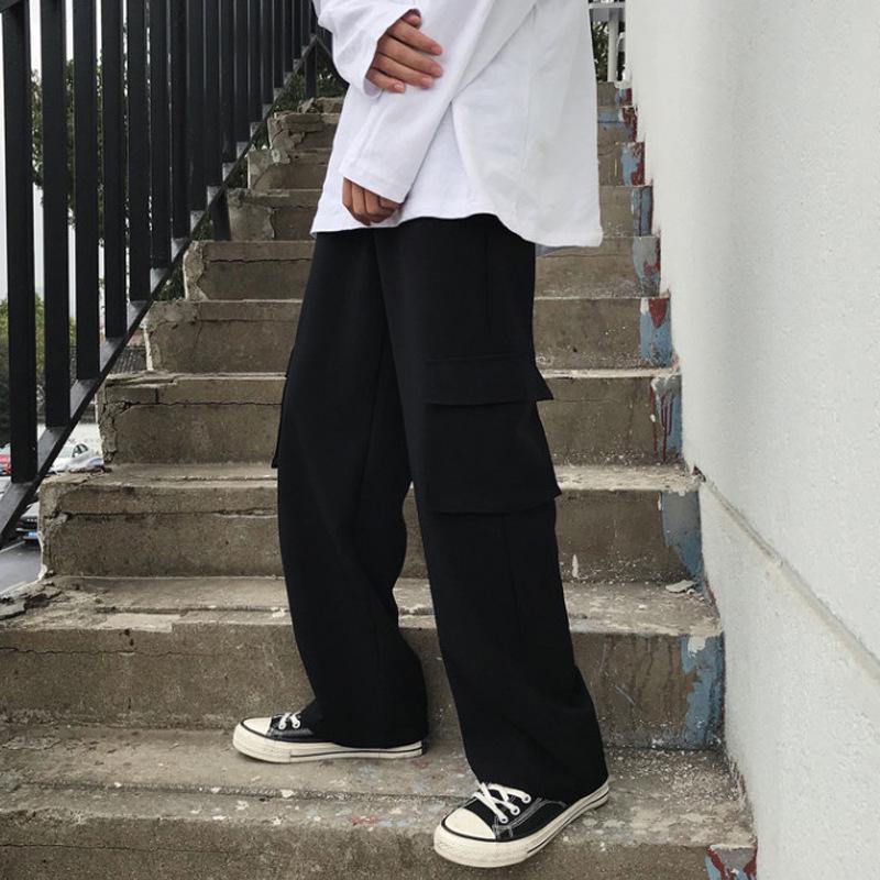 Men's Korean Style Loose Wide-Leg Cargo Pants with Drapey Fit - Retro Trendy Casual Trousers
