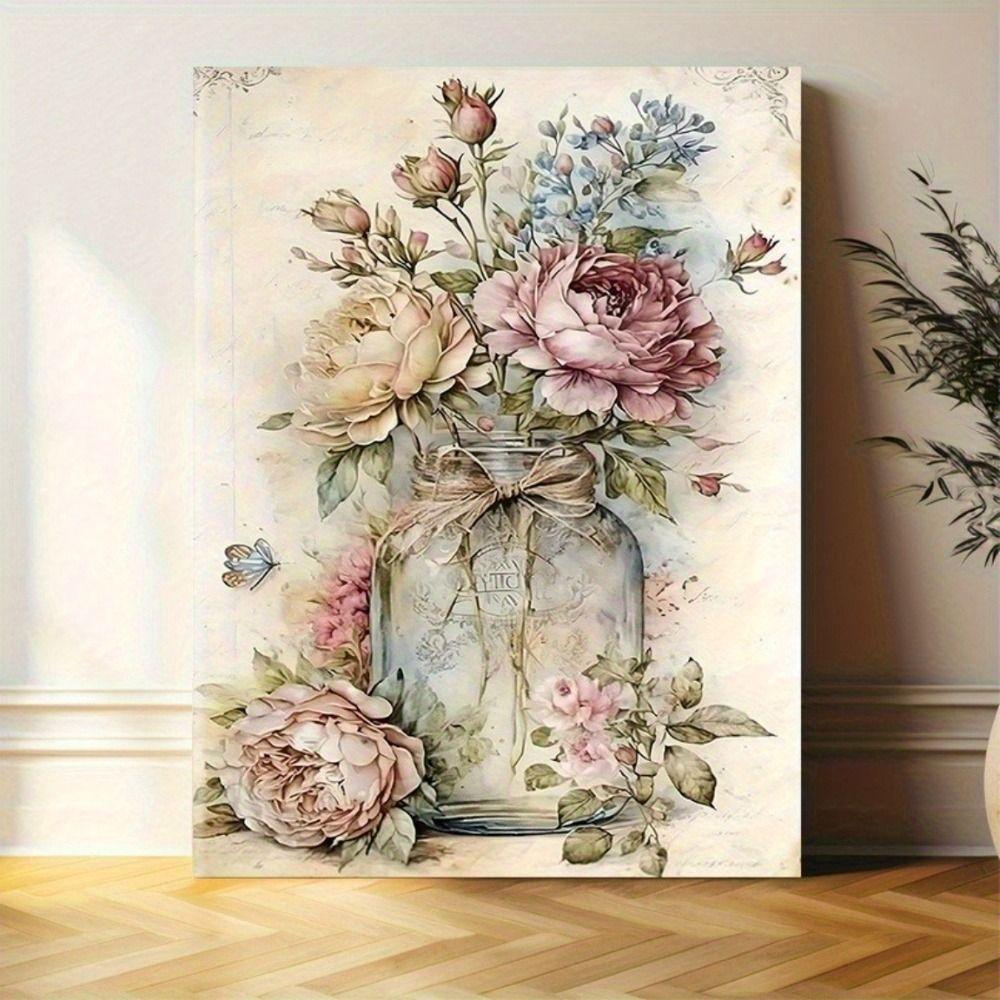 Vintage Metal Flower Wall Art Poster, 20x30cm Decorative Home Garden Sign