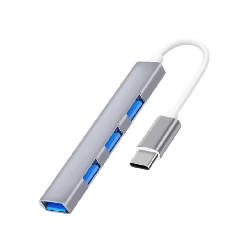 Aluminum USB C Splitter 4 in 1 USB C/USB Adapter Docking Station with 3xUSB2.0+1xUSB3.0+1 Adapter Laptops Dock for Laptop