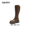 Augustine long boots women's 2025 new autumn thick-soled V-mouth thin boots retro British tall knight boots