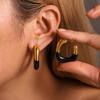Qiong Yao 18K Gold Plated Geometric Oil Drip Stud Earrings - Versatile C-shaped Stainless Steel Jewelry