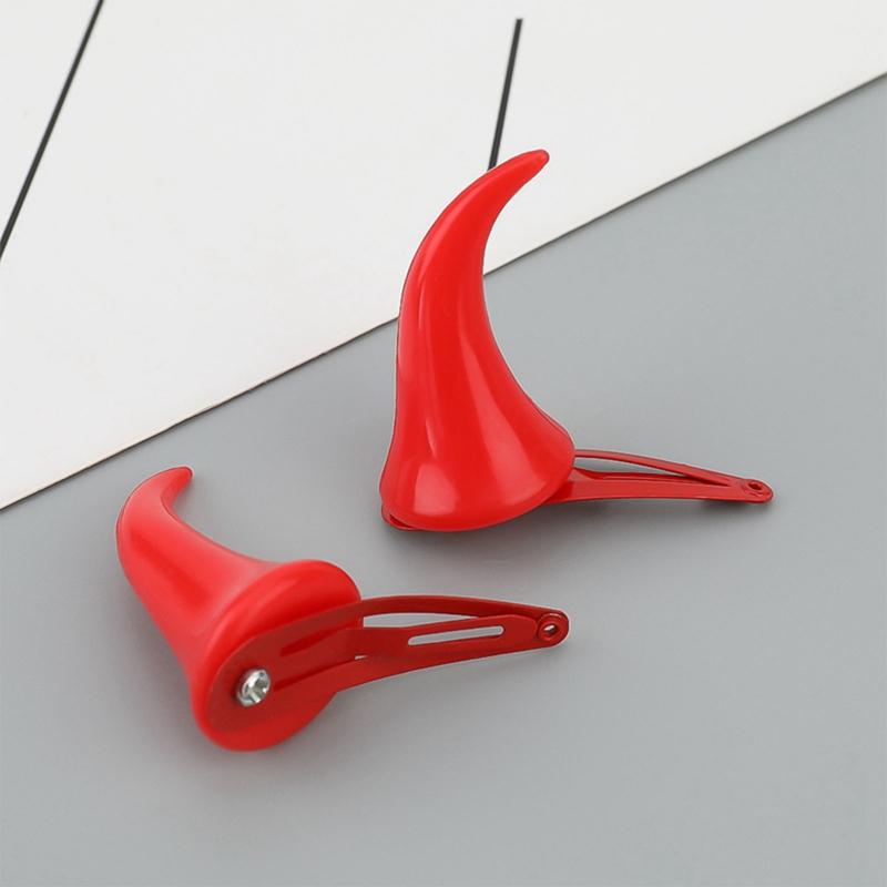 Cartoon Ox Horn Shape Lolita Hair Clip Headwear Anime Cosplay Party Costume Prop