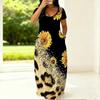 Plus Size Women Summer Dress Crew Neck Short Sleeve Loose Fit Apparel For Casual Home And Outdoor Walking