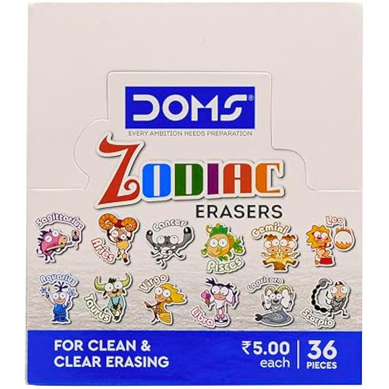 

Doms Zodiac Colorful Erasers | For Clean & Clear Erasing | Non Toxic & Safe For Childrens | Stationery Gift Item For Kid Pack Of 1