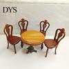 Wood Dining Set 1:12 Dollhouse Anti-deform Exquisite Workmanship Table Portable Realistic Chair for Household Model