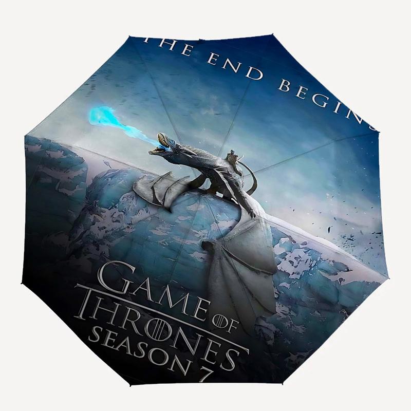 

1pc Game of Thrones Season 7 Automatic Folding Umbrella - Compact 8-Rib Design, Durable Plastic & Iron1363L