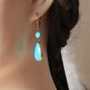 Vintage French Turquoise Teardrop Earrings for Women - Autumn/Winter Collection