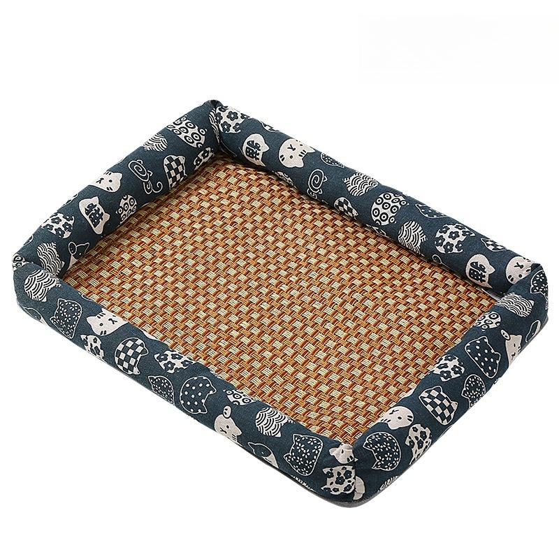 1pc Pet Dog Bed Cooling Mat Summer Cool and Breathable Cat Bed Rattan Mat Square Cool Beds All Season Universal Pet Supplies Wear-resistant Durable