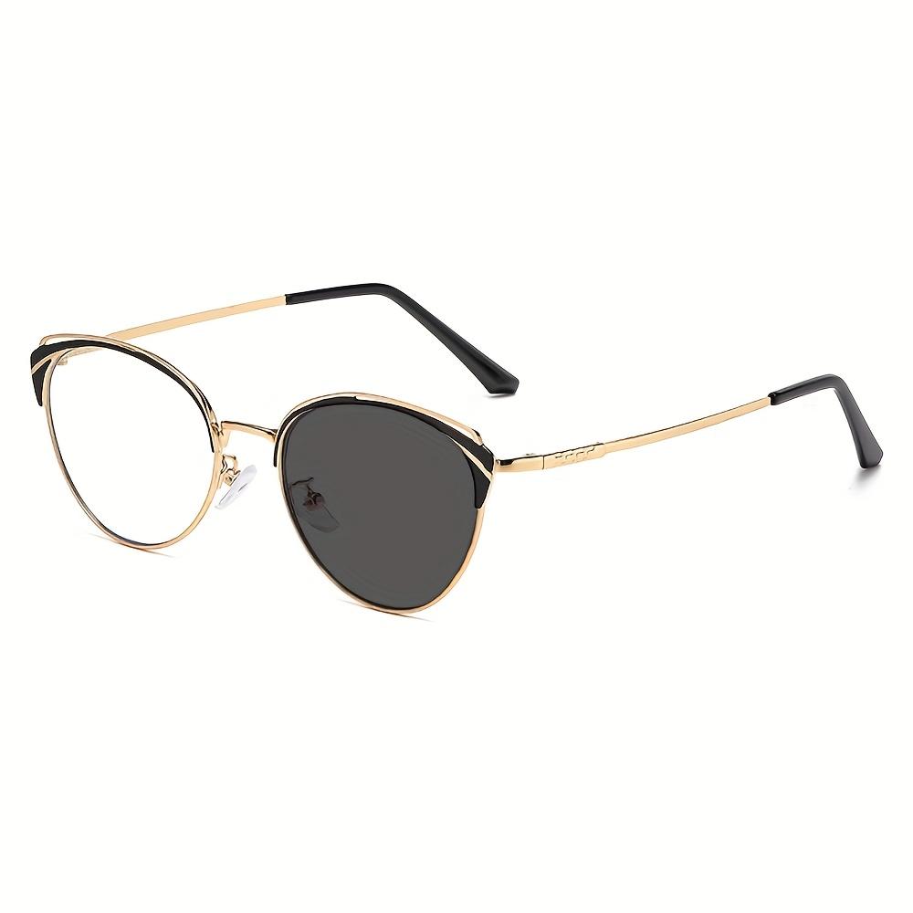 1pcs New high-end retro metal cat eye holder for men and women equipped with photochromic day and night dual-use sunglasses