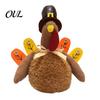 Plush Turkey Toy for Thanksgiving, Harvest Festival Fall Stuffed Decorative with Pilgrim Hat, Plushie Table Centerpiece Decoration Decor