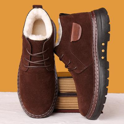 Men's Casual Shoes Thickened Plush Lining Non-Slip High Top Boots Warm Comfortable Youth Footwear Winter Snow Boots
