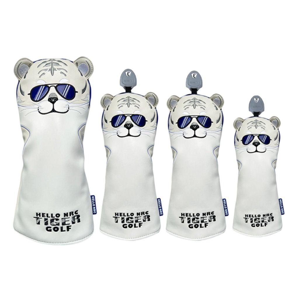 PU Leather Golf Club Covers Soft Golf Headcover Driver Fairway Hybrid Putter Tiger Golf Cover  Men