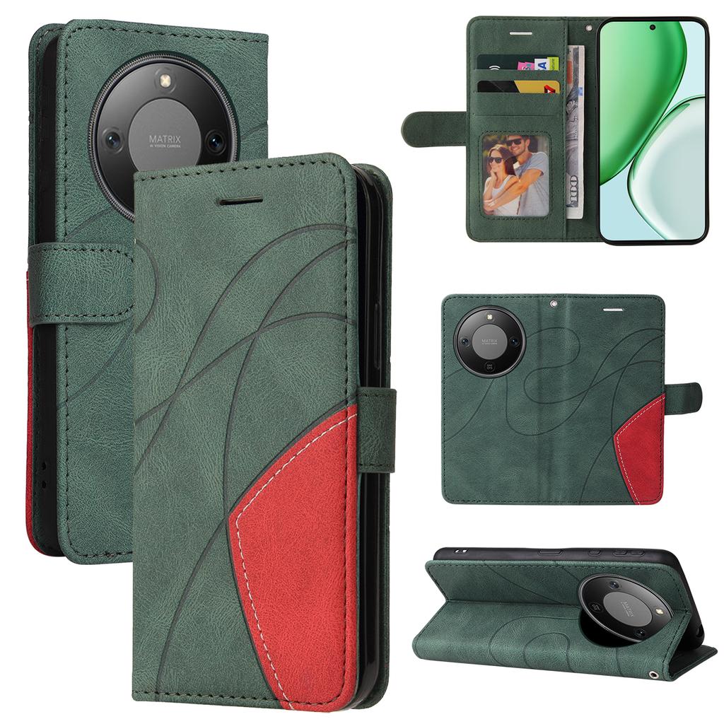For Honor Magic8 Lite 5G/X9d 5G/X70 5G Leather Phone Case Stand Wallet with Bi-colour Splicing Design
