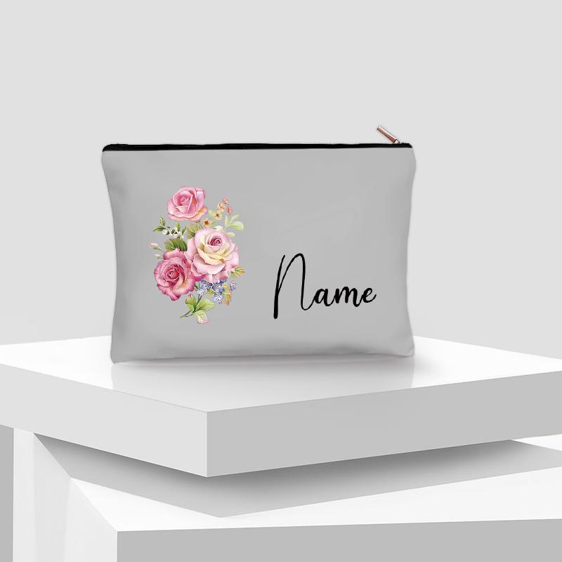 Flower Personalized Name Lipstick Bag Travel Make Up Pouch Kawaii Coin Purse Aesthetics Cosmetic Organizer Gift for Your Lover