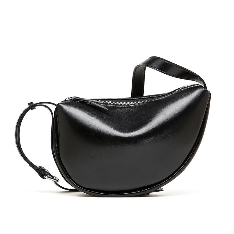 Genuine Leather Women's Dumpling Bag Laid-back Style Crescent-shaped Bag Large-capacity Single-shoulder Crossbody Bag