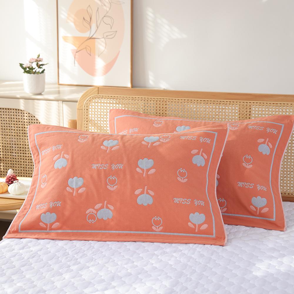 A Pair of Pure Cotton Gauze Pillow Towels, New High-density Soft Adult Cover Towels, Cotton Non-slip and Breathable Household