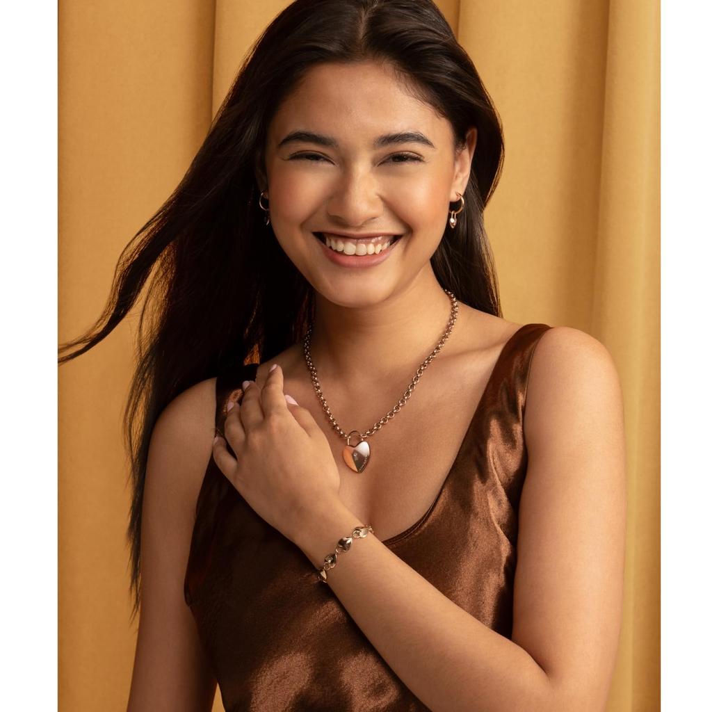 Olivia Burton Classic Lock Heart Rose Gold Pendant Necklace for Authorized Retailer (24100263) Women,