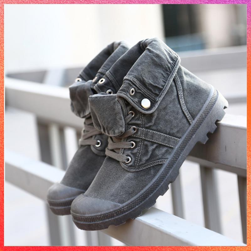 2025 Army Green Men's Canvas Boots High Top Deodorant Women's Denim Casual Sneakers Button Walking Zapatillas