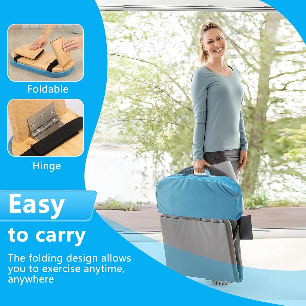 Prayer Bench Foldable Bamboo Yoga Bench with Cushion and Carry Bag Ergonomic Kneeling Stool for Indoor Outdoor Sitting Thinking