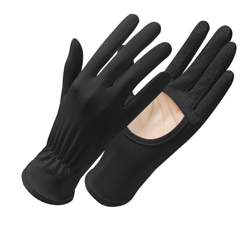 Ice silk sunscreen gloves summer thin outdoor breathable quick-drying cycling non-slip driving full-finger sunshade gloves