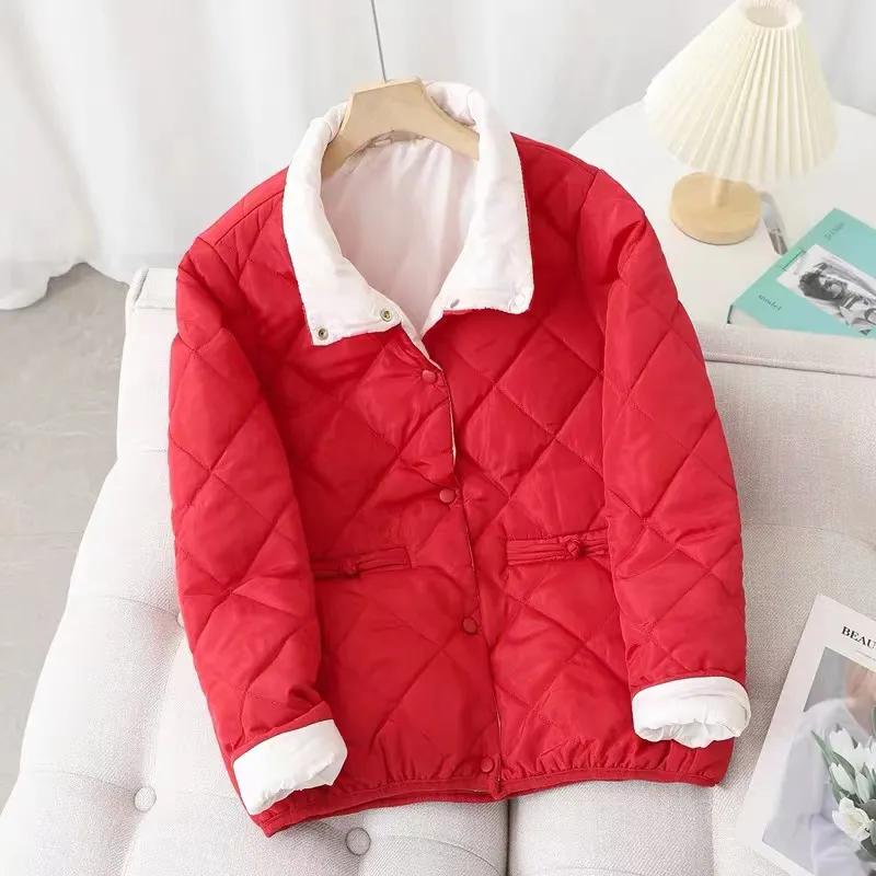 

WTEMPO Женская куртка, короткое свободное пальто, осенне-зимняя женская верхняя одежда, повседневная легкая женская теплая одежда XXL вино красного