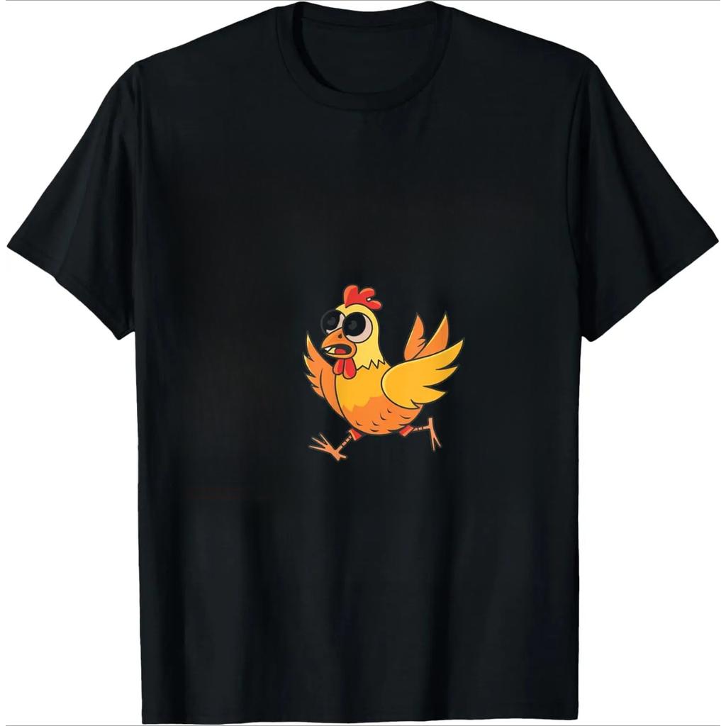 Summer Round Neck Funny Chicken Pattern T-shirts Fashionable Casual Pure Cotton Short Sleeved Men's T-shirts
