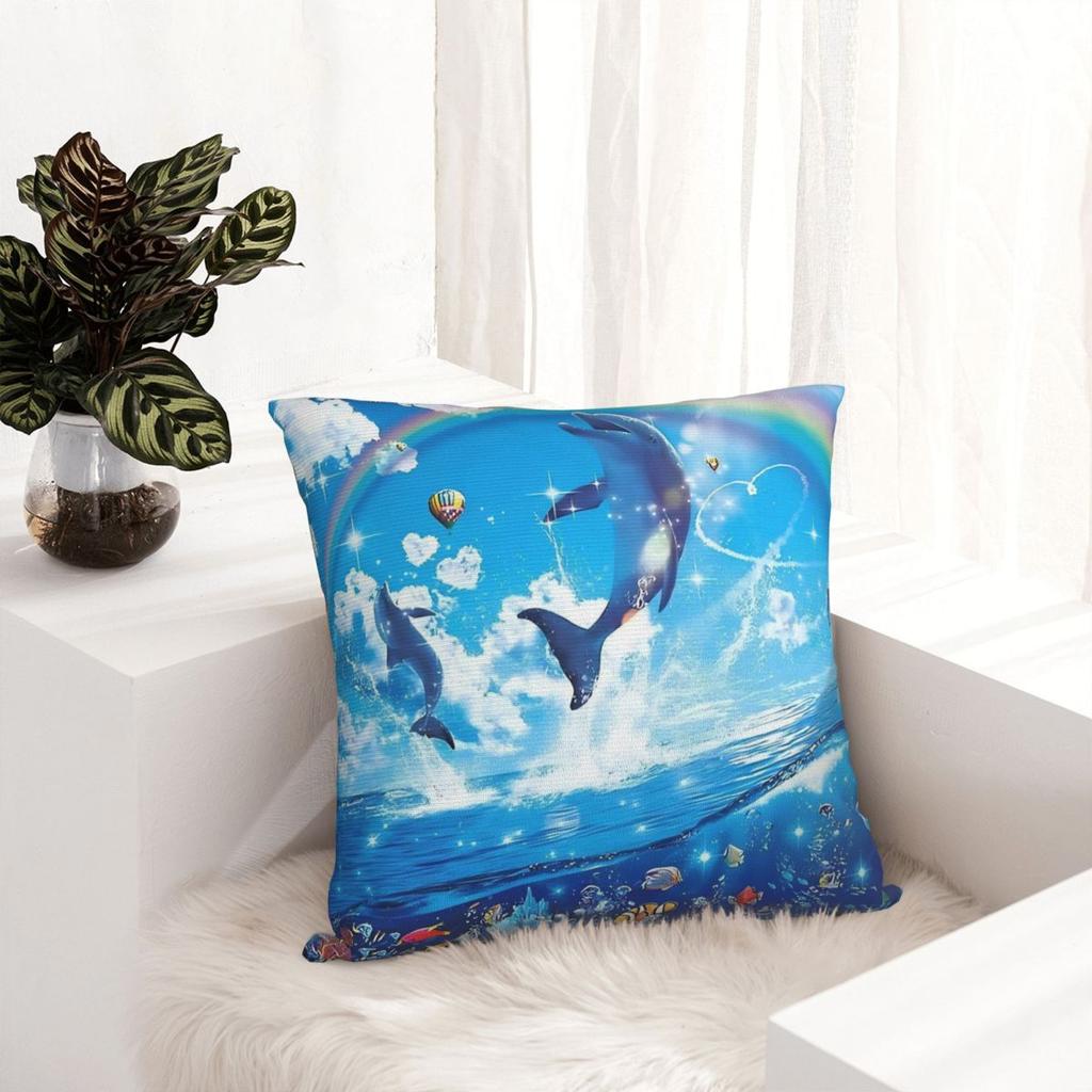 Symphony Dolphins Frutiger Aero Kuddfodral Roligt Kuddfodral Mjukt Anpassat Kuddöverdrag Örngott För Soffa Sovrum Heminredning