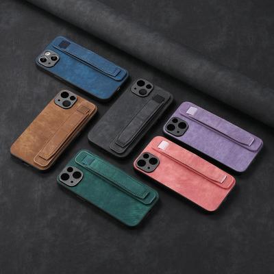 Suitable for Apple 16 Pro Max Mobile Phone Case, Leather Pattern Wristband Plus Anti-drop IPhone15 Pro Case