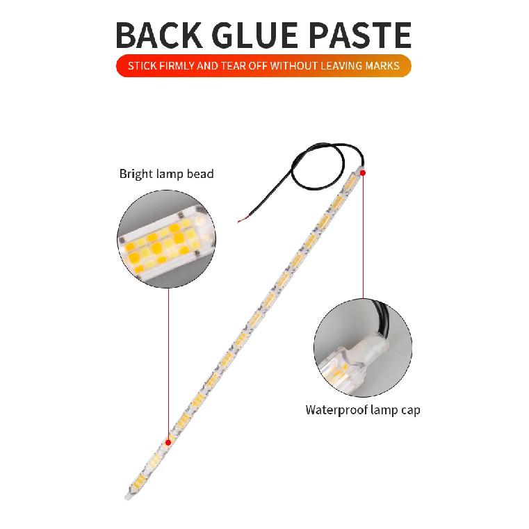 12V LED Daytime Running Light Strip Flexible Waterproof Headlight Turn Signal Yellow Lamp Car Decorative Driving Lights DRL 2Pcs Dome Lights 6