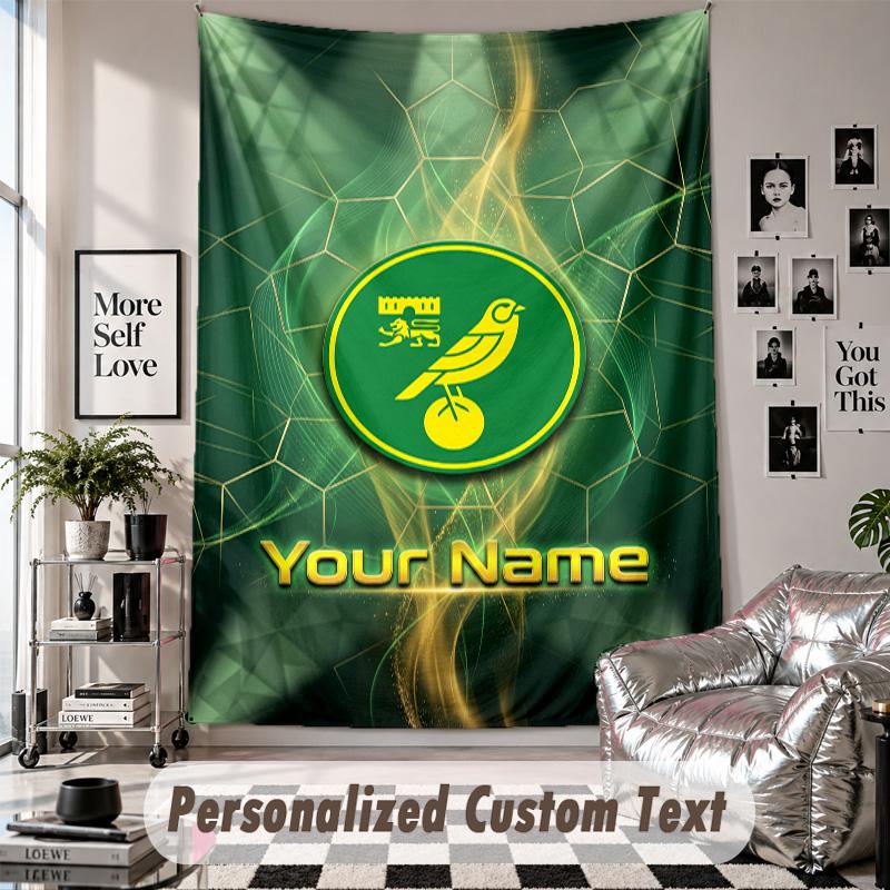 Wall Hanging Tapestry With Custom Name & Text, Norwich City Decorative Tapestry For Bedroom