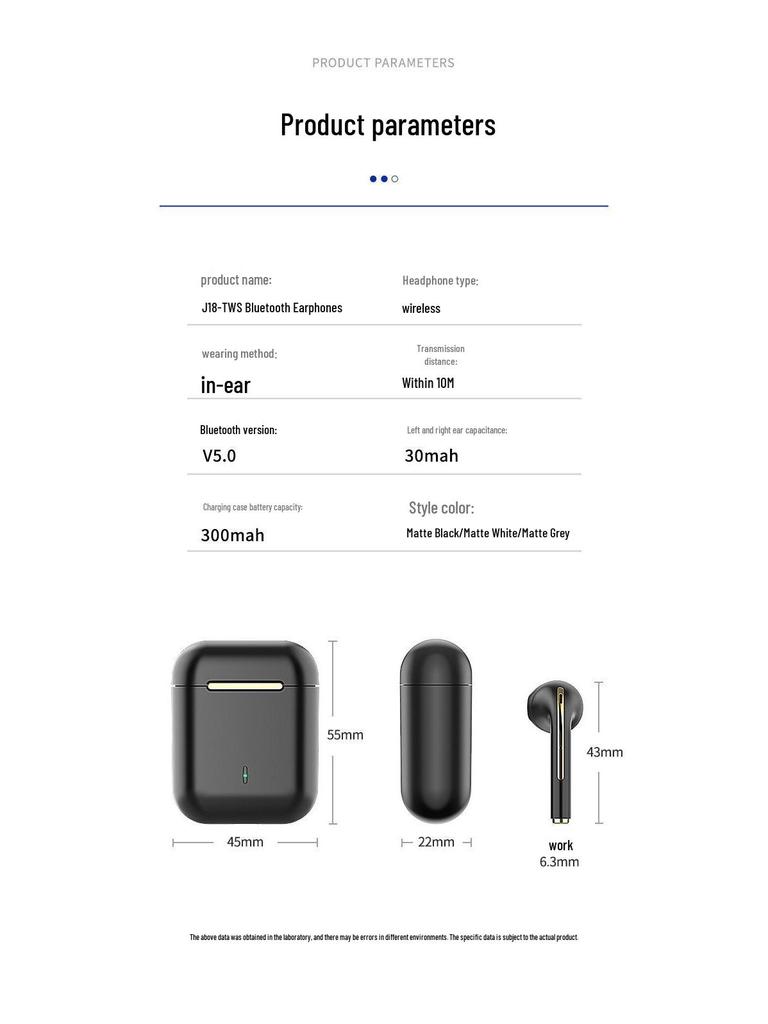 J18 TWS Noise-Cancelling Wireless Bluetooth In-Ear Sports Earphones