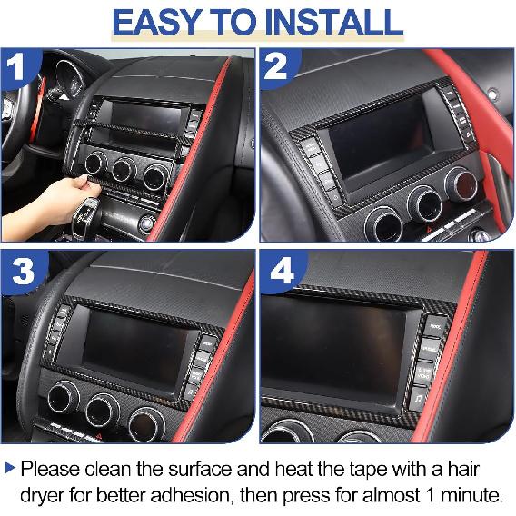 Daeiclru Car Navigation Screen Frame Trim Cover Fit for Jaguar F-Type 2013-2018, Central Navigation Adjustment Button Panel Cover, Center Display