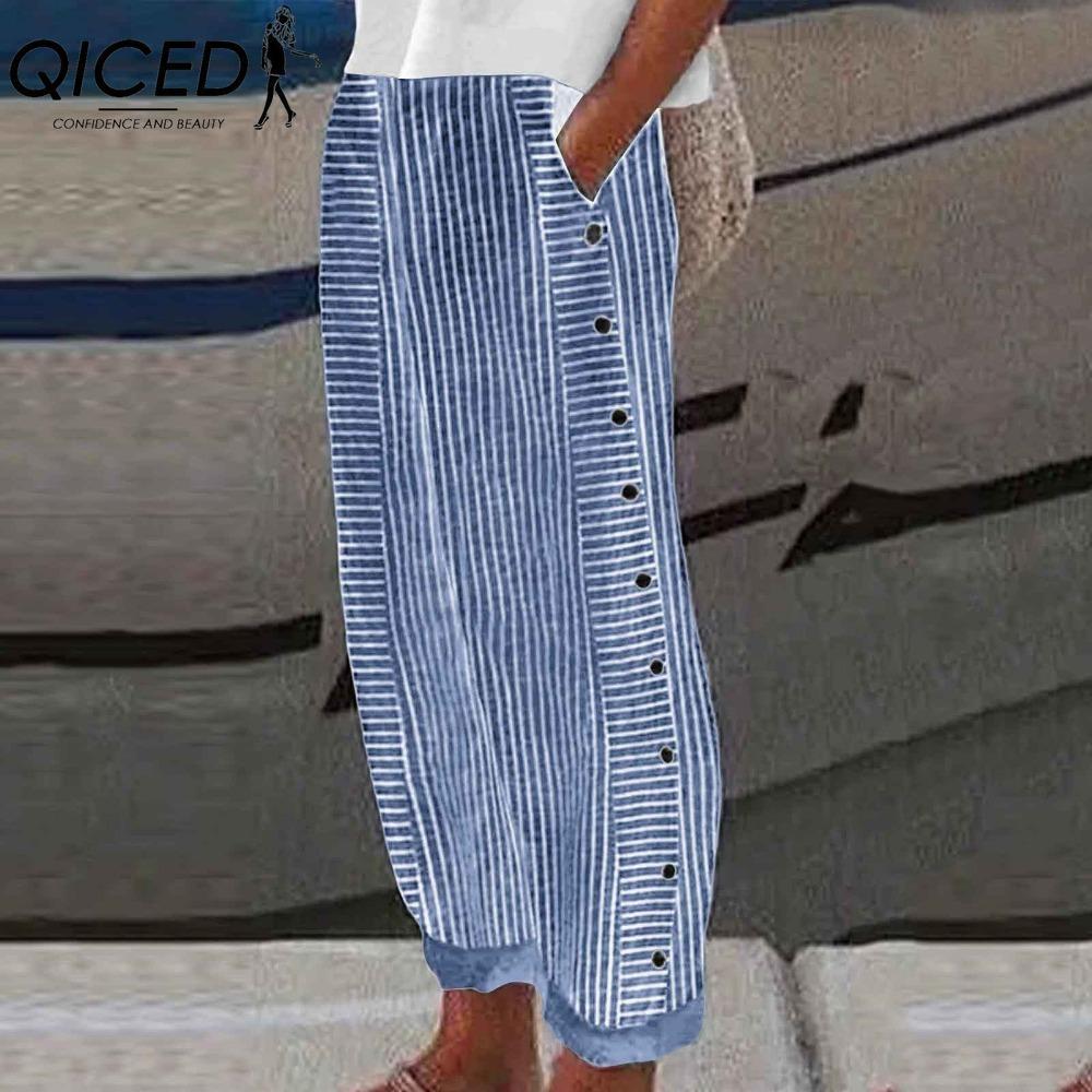 

QICED Женские модные повседневные брюки и капри с принтом однотонного цвета XXL