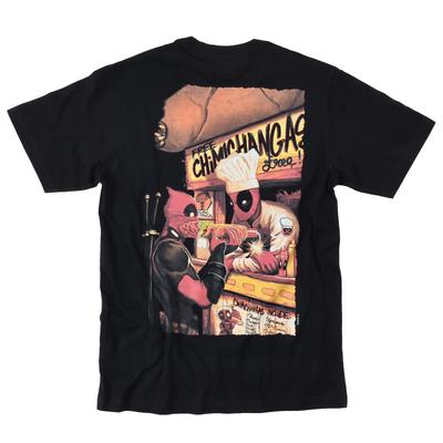EVERSOUL Marvel Short Sleeve Deadpool Avengers Iron Man Movie Birthday T-Shirt, Men's, Black, XL Size [Parallel Import]