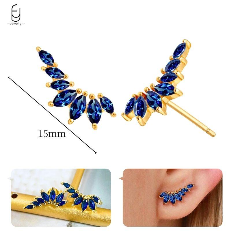 925 Silver Ear Buckles Fashion Hoop Earrings Dark Blue Crystal Pendant Gold Earrings High Women's Jewelry Luxury Gifts