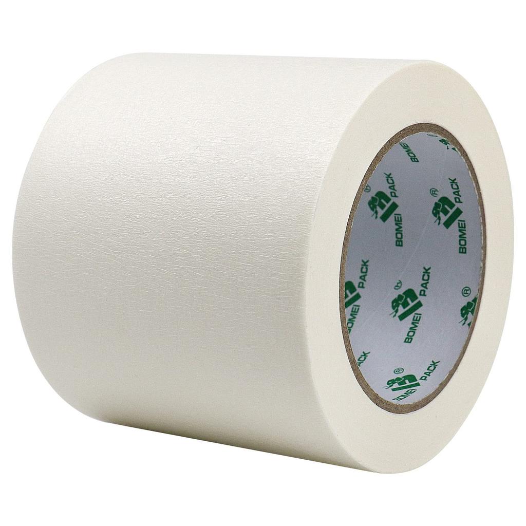 BOMEI PACK Construction Masking Tape, White, 100mm Wide x 50m Long, General-Purpose Painter's Tape, 1 Roll