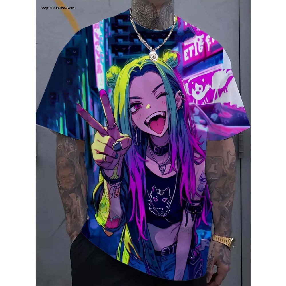 Cartoon sexy girl pattern men's T-shirt 3D printing