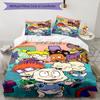 3pcs Custom Name Rugrats Bedding Set Duvet Cover Closure Includes 1 Duvet Cover & 2 Pillowcases, Soft and Comfortable for All Seasons.