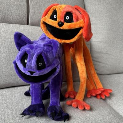 Scary Purple Cat Smiling Plush Toy Big Mouth Stuffed Animal Pillow Soft Fluffy Catnap Plush Toy Unique Plush Cat for Game Fans Children