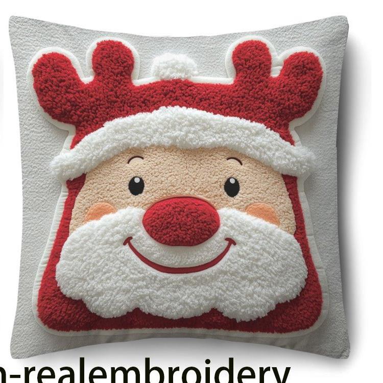Christmas Is Cute and fun!Santa Claus & Snowman Pattern On Pillowcase New Year Home Decoration 2d Flat Printing
