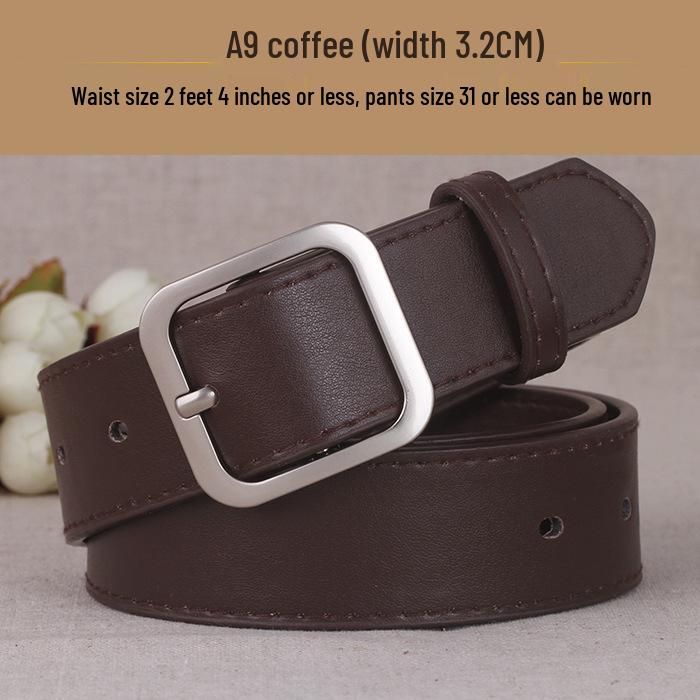 Women's Korean Style Square Buckle Belt - Black Casual Fashion Accessory