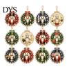 Office Festive Accessories 12PCS Christmas Tree 2D Flat Pendant, Pearl Acrylic Art Kits, Bright Gift for Holiday Season Color Classic Patterns