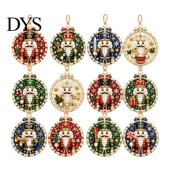 Office Festive Accessories 12PCS Christmas Tree 2D Flat Pendant, Pearl Acrylic Art Kits, Bright Gift for Holiday Season Color Classic Patterns