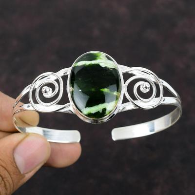 Australian Chrome Chalcedony Bangle 925 Sterling Silver Cuff Bracelet Handmade Decent Bangle Gemstone Jewelry Adjustable Bangle Gift For Him
