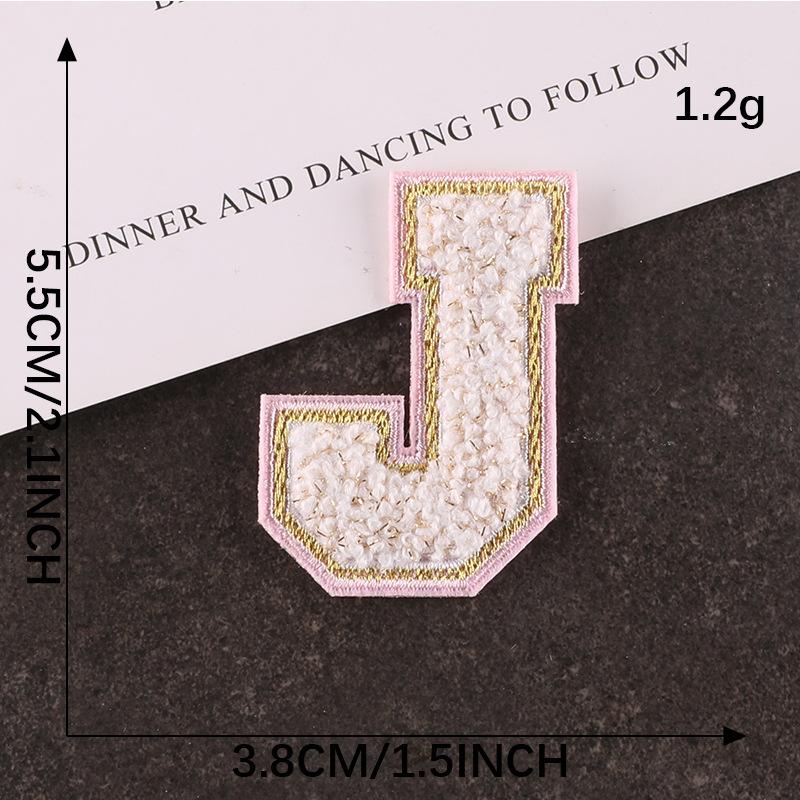 Computer Embroidery Gold Silk Towel Embroidery Cloth Label English Alphabet Hand Account Diy Patch Accessories Chenier Embroidery Cloth Sticker