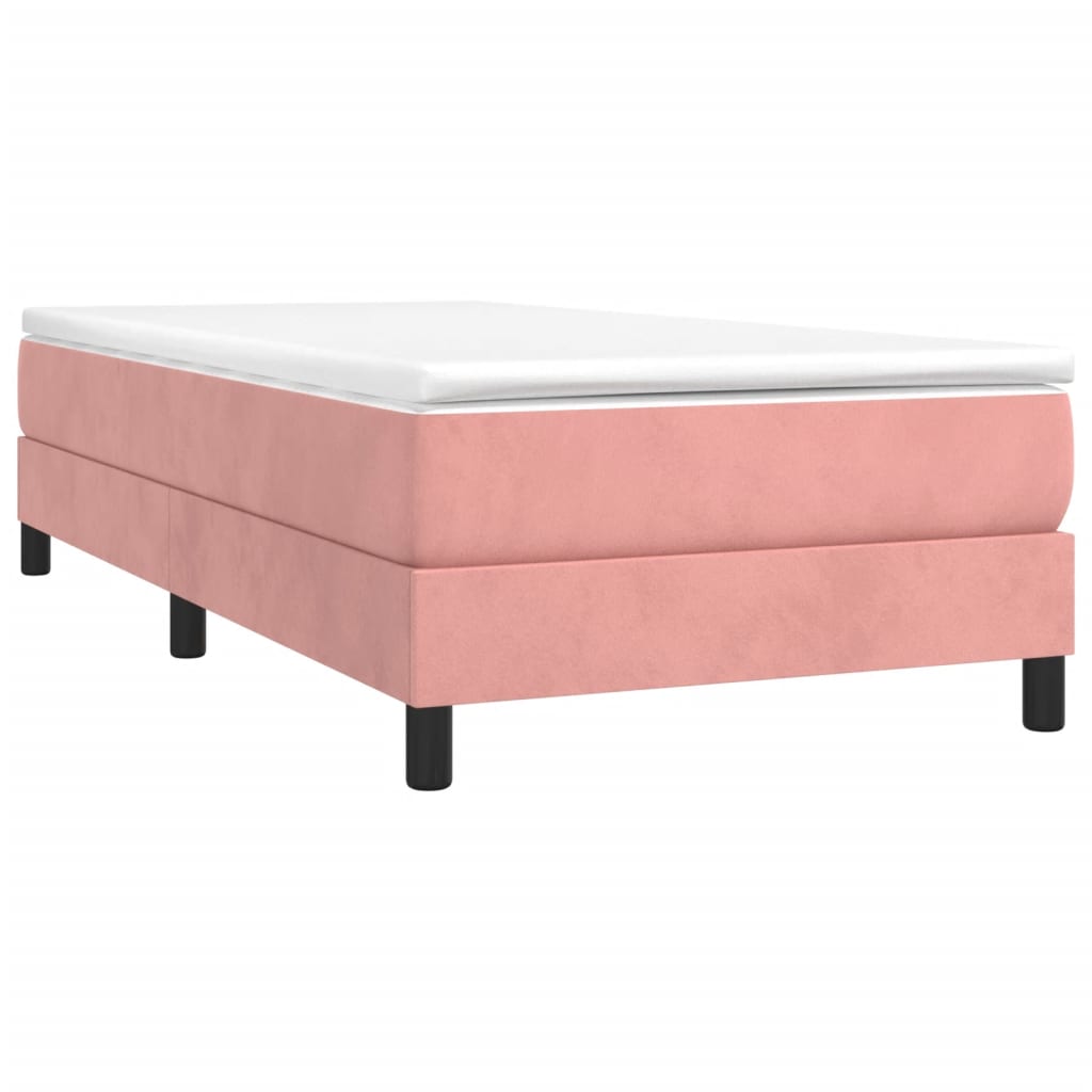 Box Spring Bed with Mattress Pink 80x200 cm Velvet