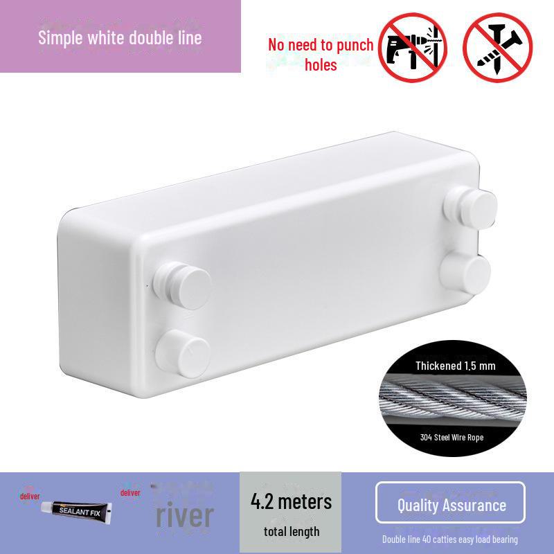 "Wall-Mounted Stainless Steel Double Clothes Drying Rope for Hotel Balcony or Bathroom"