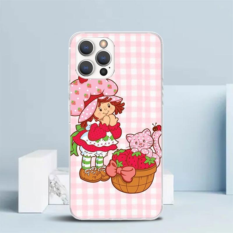 Strawberry Cartoon Girl Soft Cover for iPhone 16 17 Air 15 14 Pro Max 16E Phone Case 13 Mini 12 11 7 SE 8 Print Pattern Fit Case